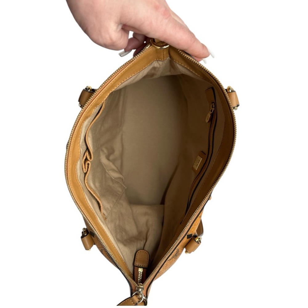 MCM Visetos Cognac Shoulder Bag - Picture 9 of 12